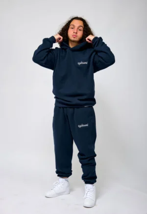 Navy Blue Fleece Lined Hoodie & Joggers Set | Active Hassani