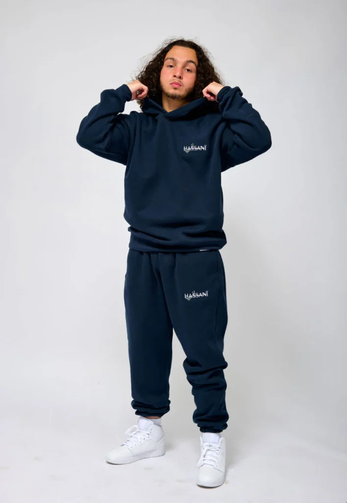 Navy Blue Fleece Lined Hoodie & Joggers Set | Active Hassani