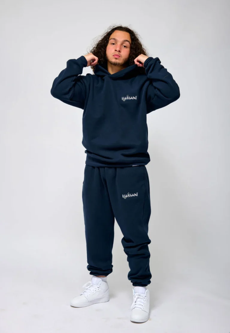 Navy Blue Fleece Lined Hoodie & Joggers Set | Active Hassani