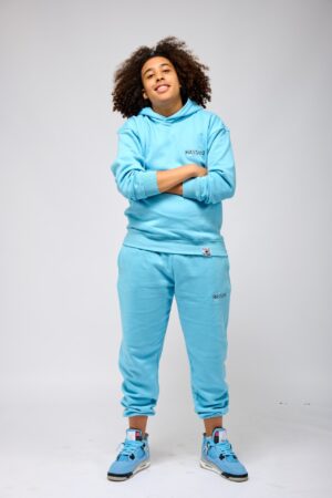 Light Blue Fleece Lined Hoodie & Jogger Set | Active Hassani