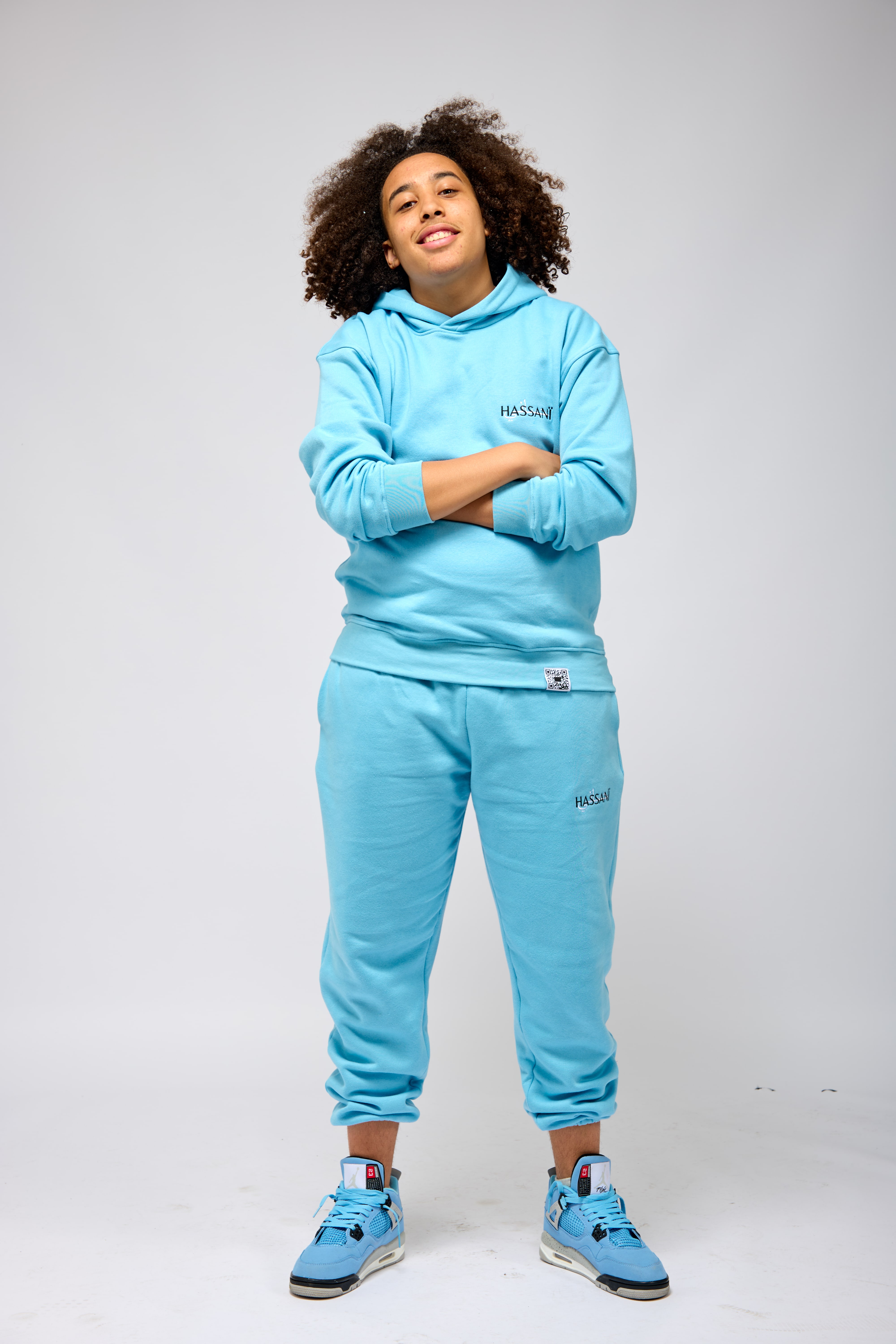 Light Blue Fleece Lined Hoodie & Jogger Set | Active Hassani